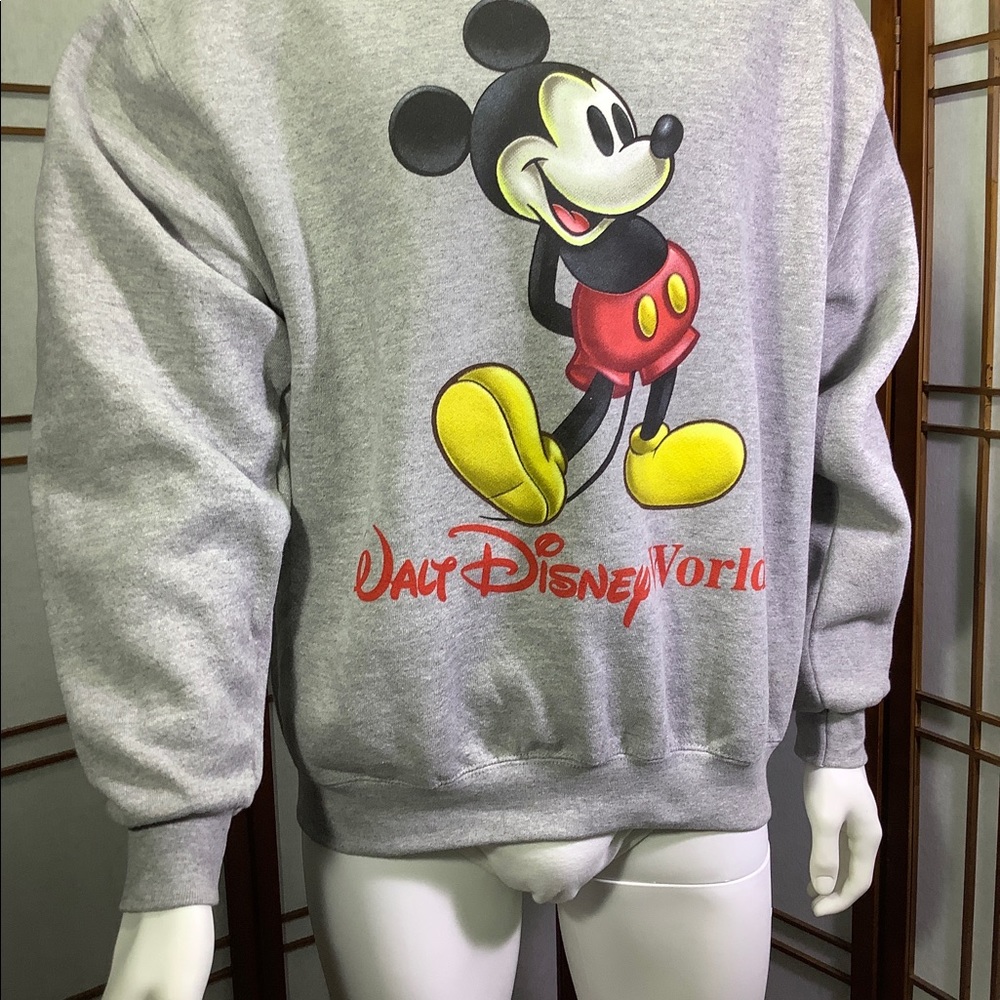 Walt Disney World Mickey Mouse Pullover Sweater Crew Neck Long Sleeve Gray Sz M
